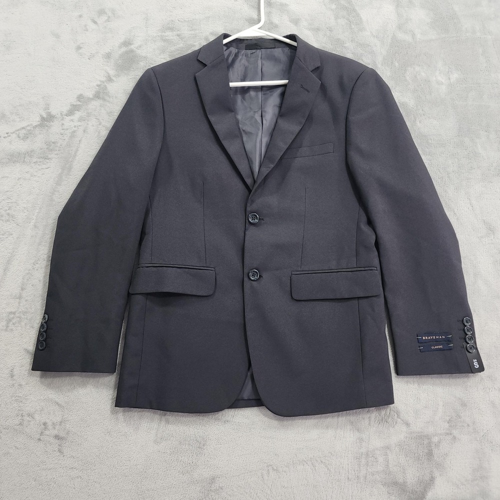 NEW Braveman Suit‎ Jacket Mens 34S Charcoal Gray Classic 2 Button Blazer Wedding